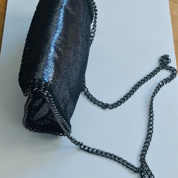 PETA-Approved Vegan Charcoal Chained Evening Bag (Last One) - Picture 3 of 8